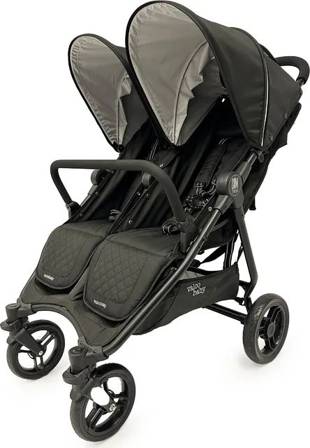 עגלת התאומים Slim Twin עם גגונים ומושבים שחורים