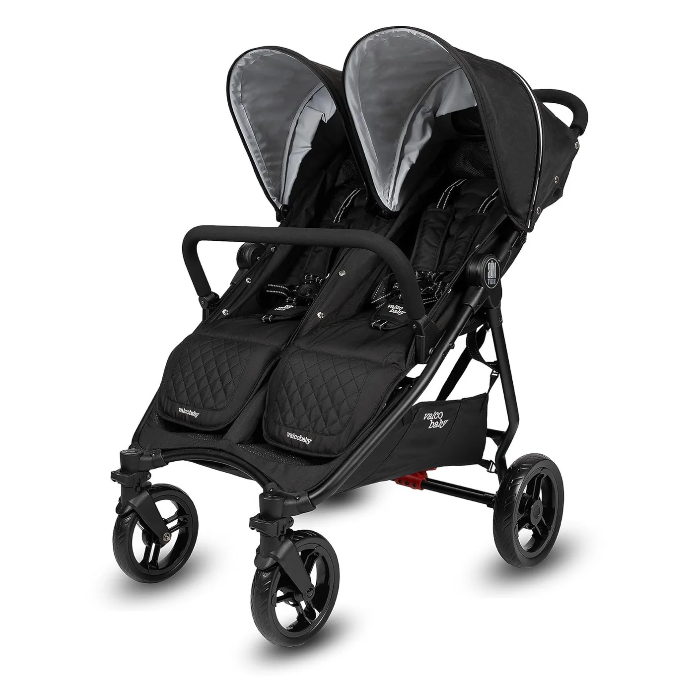 עגלת התאומים Slim Twin בשחור, שני מושבים זה לצד זה